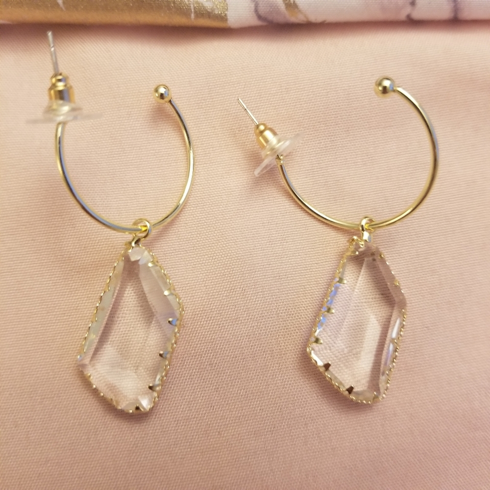 Crystal Drop 18K Gold Plated Stud Earrings